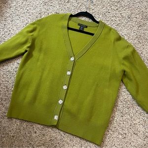 Tahari Lime Green Cardigan Size Large